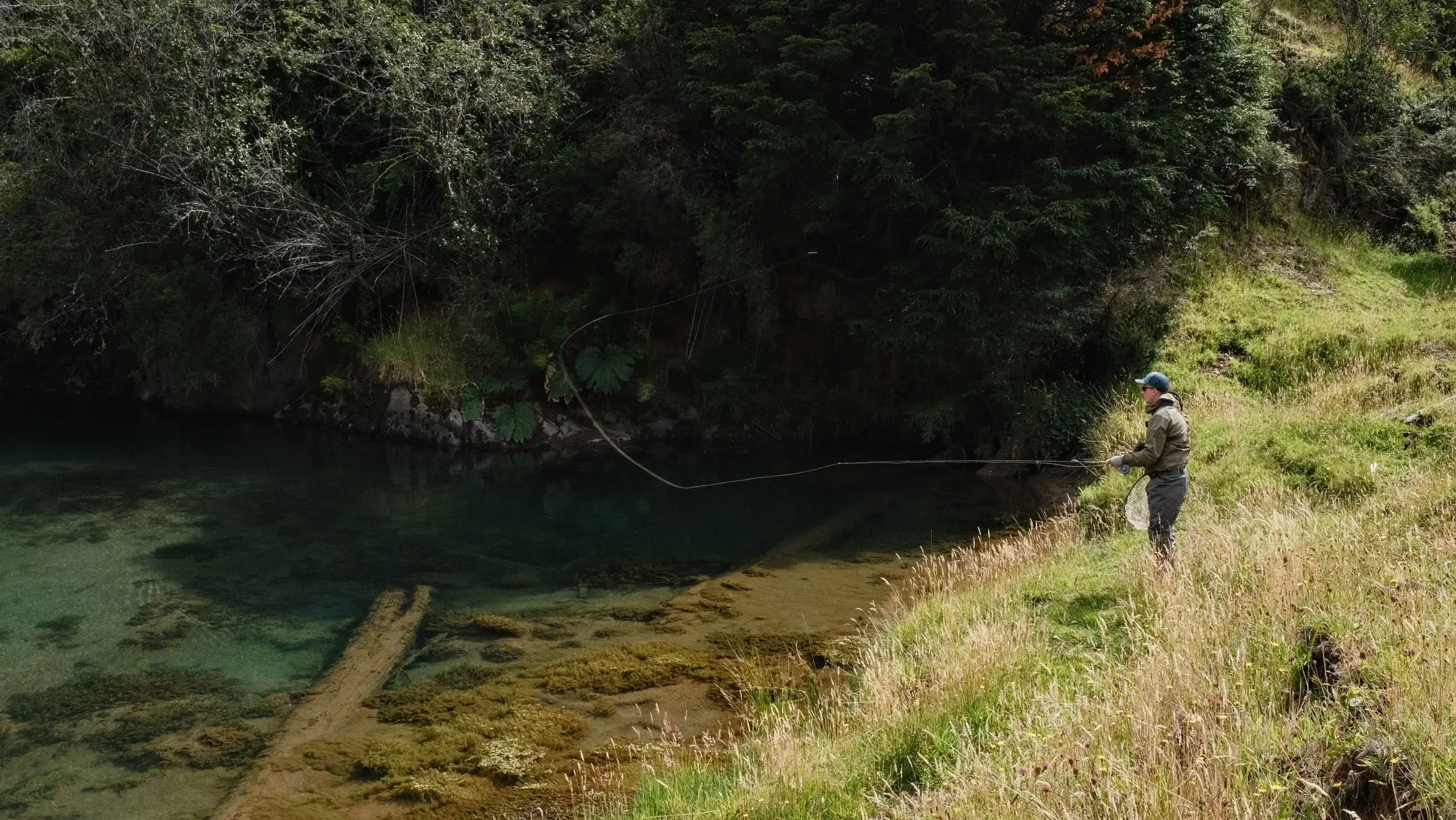 Crystal clear Patagonian river in the valley